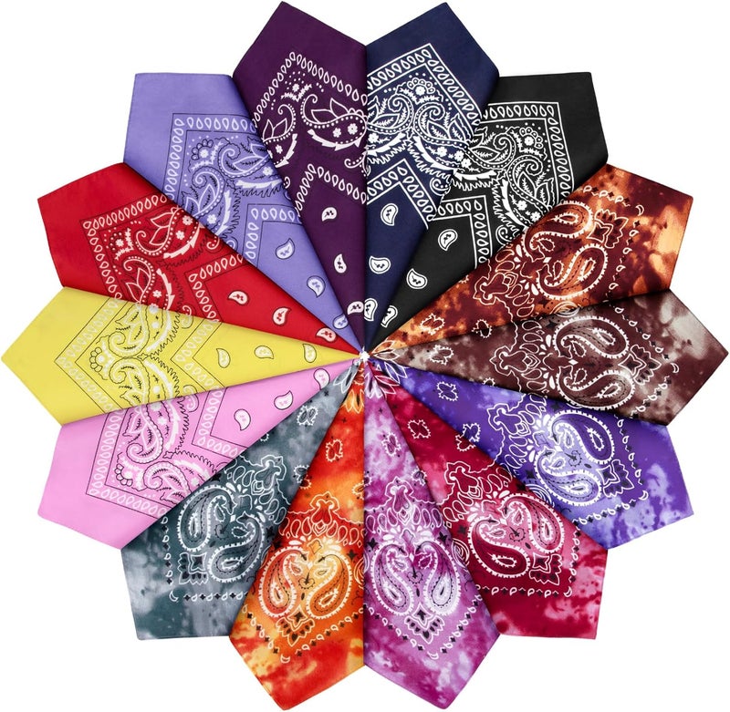 YSense 14 pieces Bandanas Paisley Print Novelty Headband Cowboy Headwraps Scarfs Hair Head Bandana for Women Men Boy Girl - Image 1